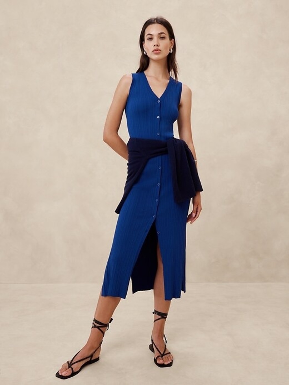 Banana Republic Factory Ribbed Midi Dress in Lazuli Blue sz S